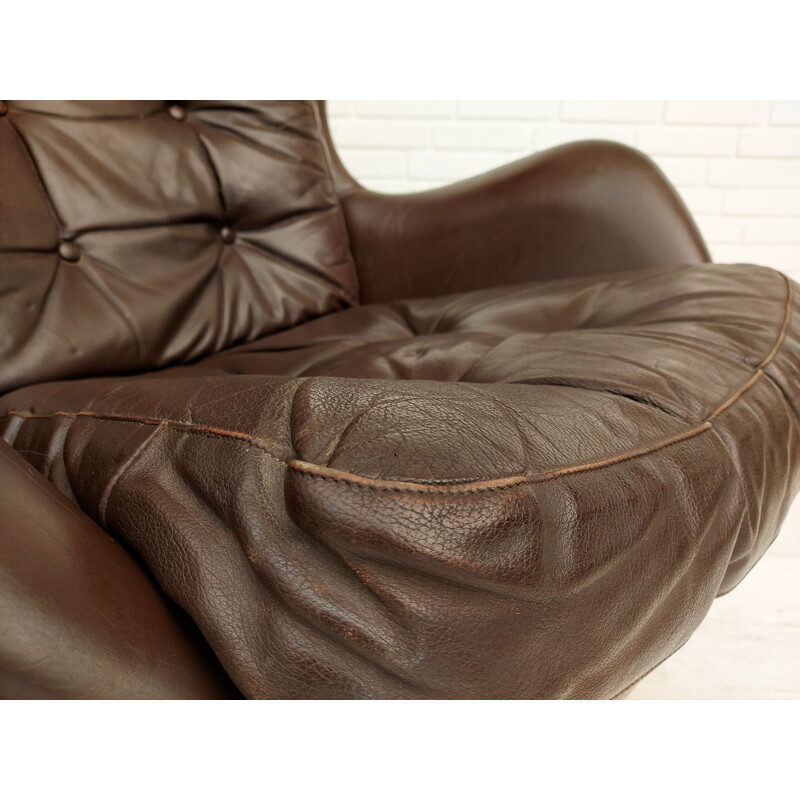 Vintage leather armchair by H.W.Klein Danish 1970