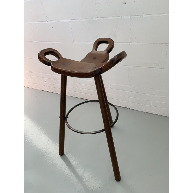 Set of 6 Vintage 'Marbella' Bar Stools Brutalist Spanish 1970