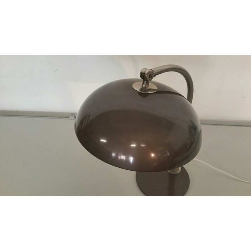 Hala Zeist table lamp in brown aluminium, H. BUSQUET - 1932