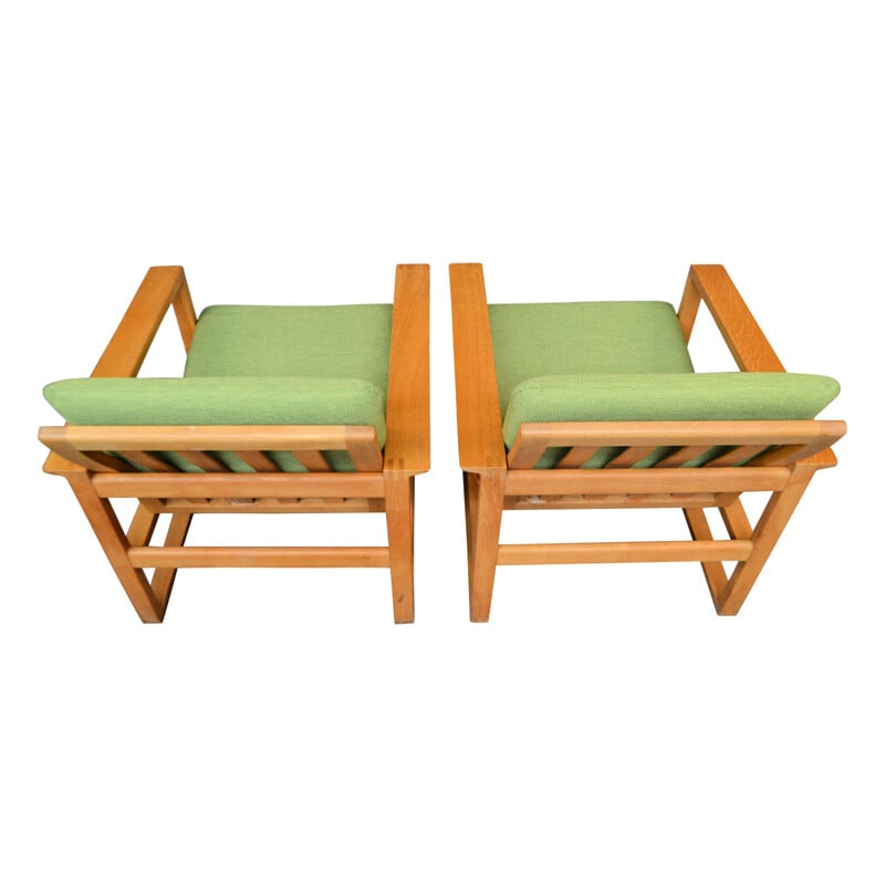 Pair of vintage oak lounge chairs model 2256 by Børge Mogensen, 1950