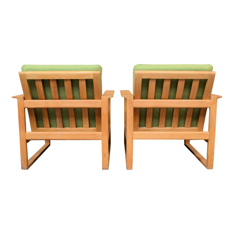 Paar vintage eiken lounge stoelen model 2256 van Børge Mogensen, 1950