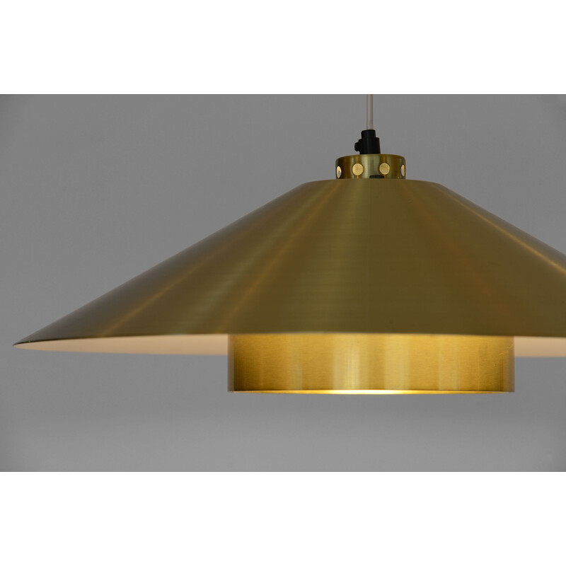 Vintage coloured aluminium and brass pendant lamp Fog & Mørup's Denmark 1960