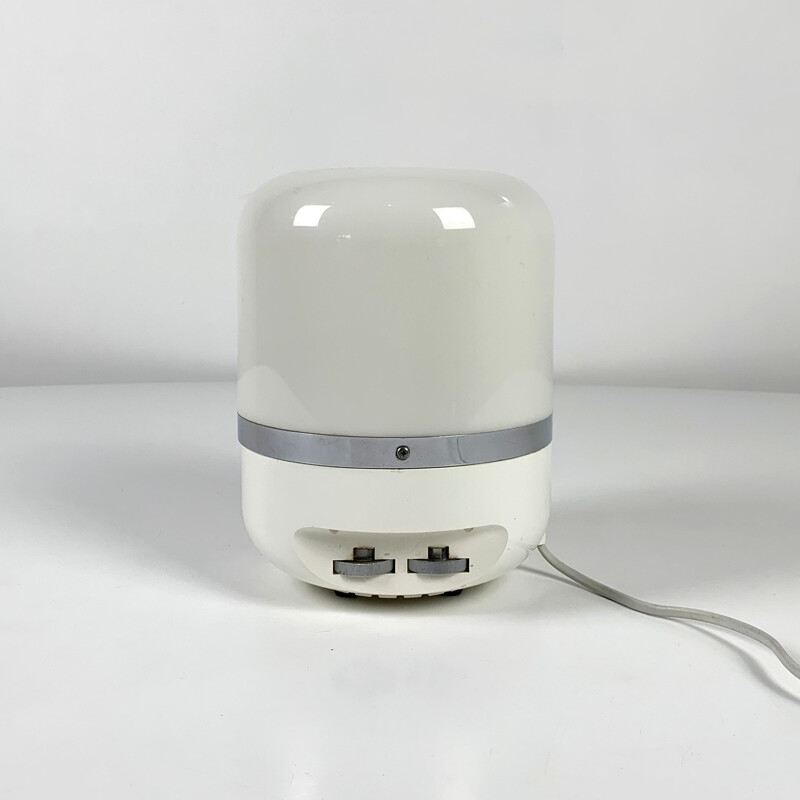Vintage White Table Lamp & AM Radio by Adriano Rampoldi for Europhon, 1970s