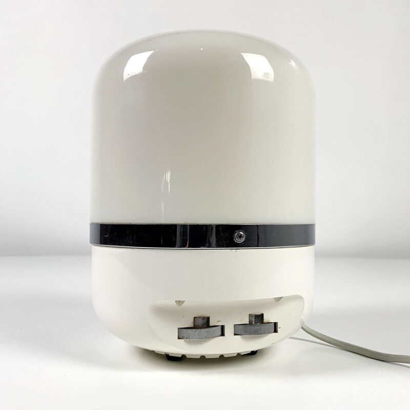 Vintage White Table Lamp & AM Radio by Adriano Rampoldi for Europhon, 1970s