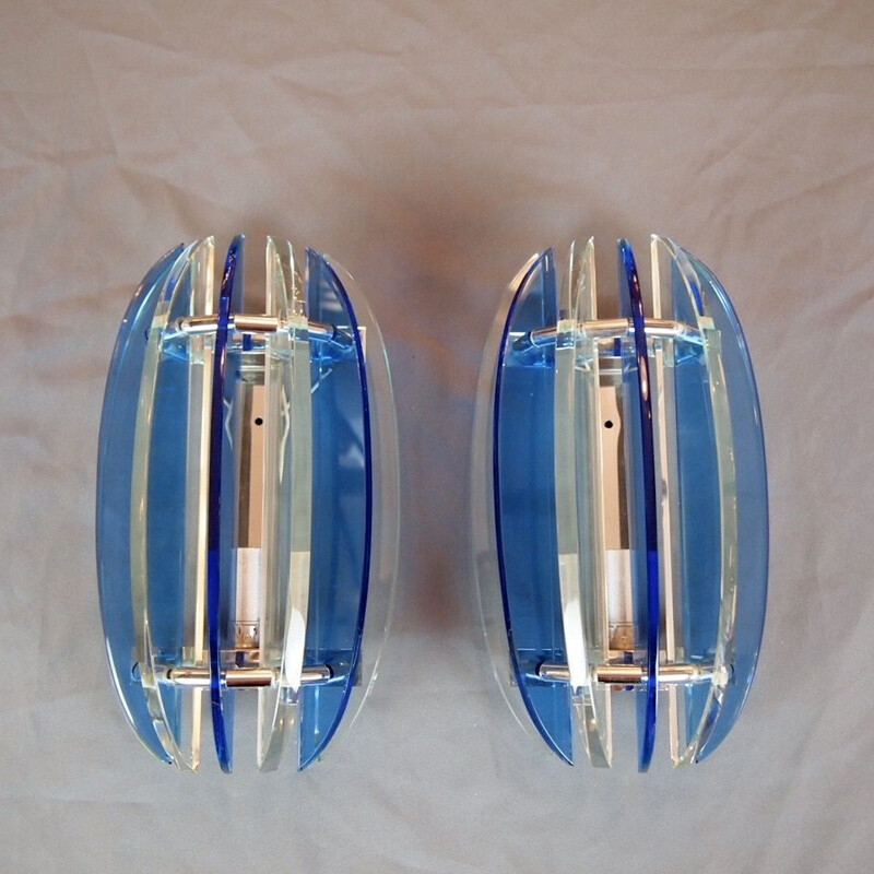 Paires d'appliques vintage en cristal par Veca, 1970