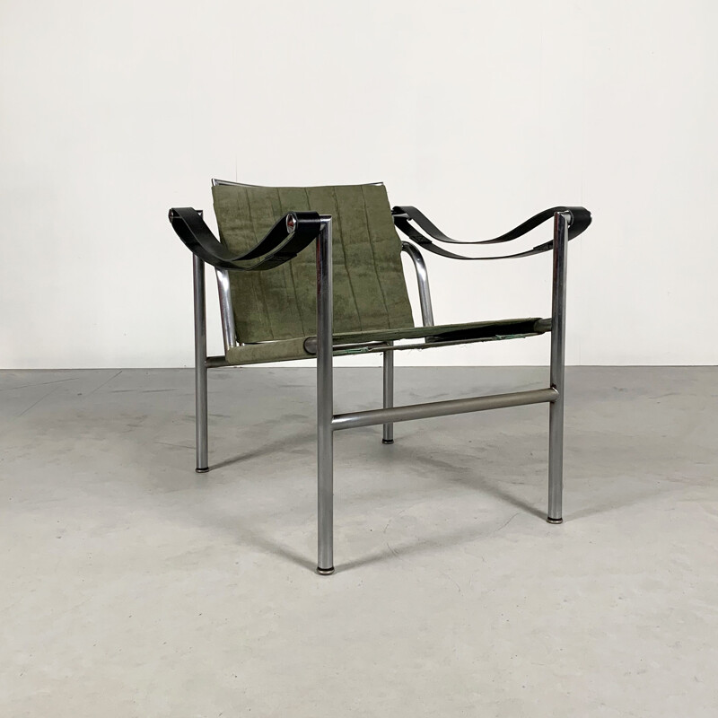 Vintage Kaki LC1 Armchair by Le Corbusier for Cassina, 1960s