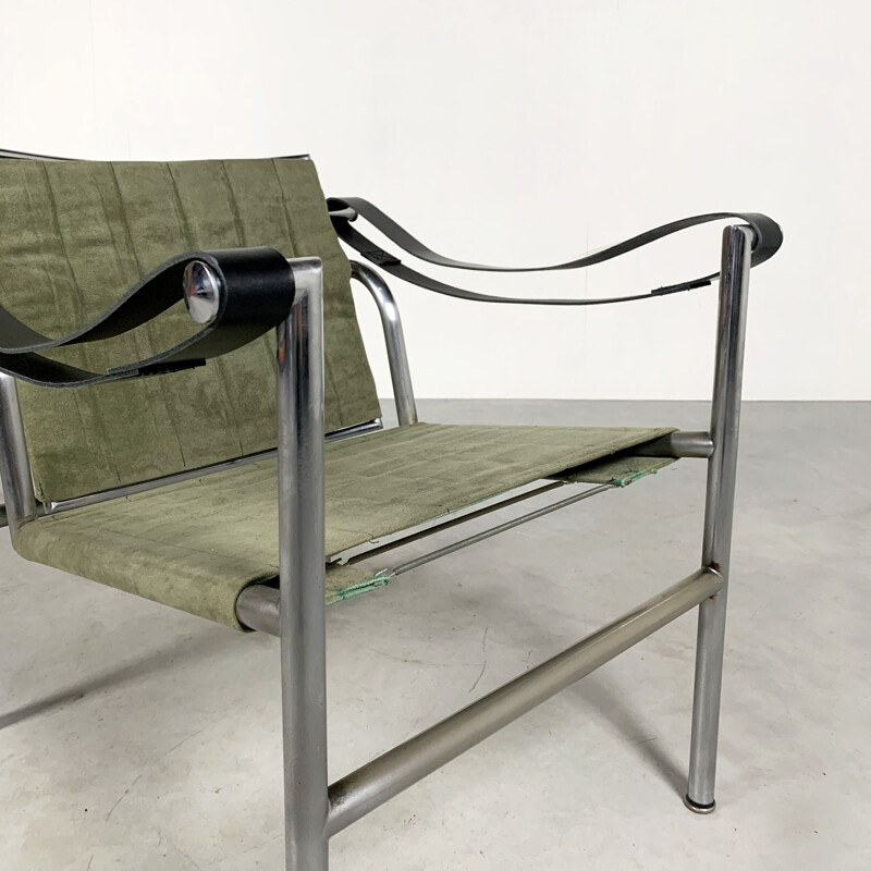 Vintage Kaki LC1 Armchair by Le Corbusier for Cassina, 1960s