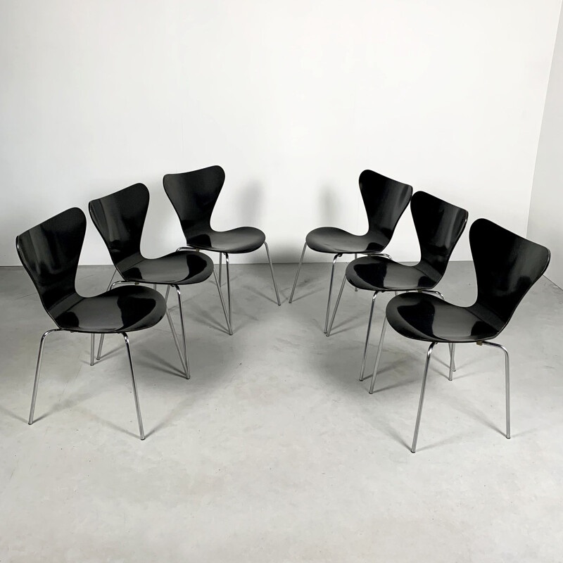Set of 6 vintage Butterfly Chairs by Arne Jacobsen for Fritz Hansen, 1970s