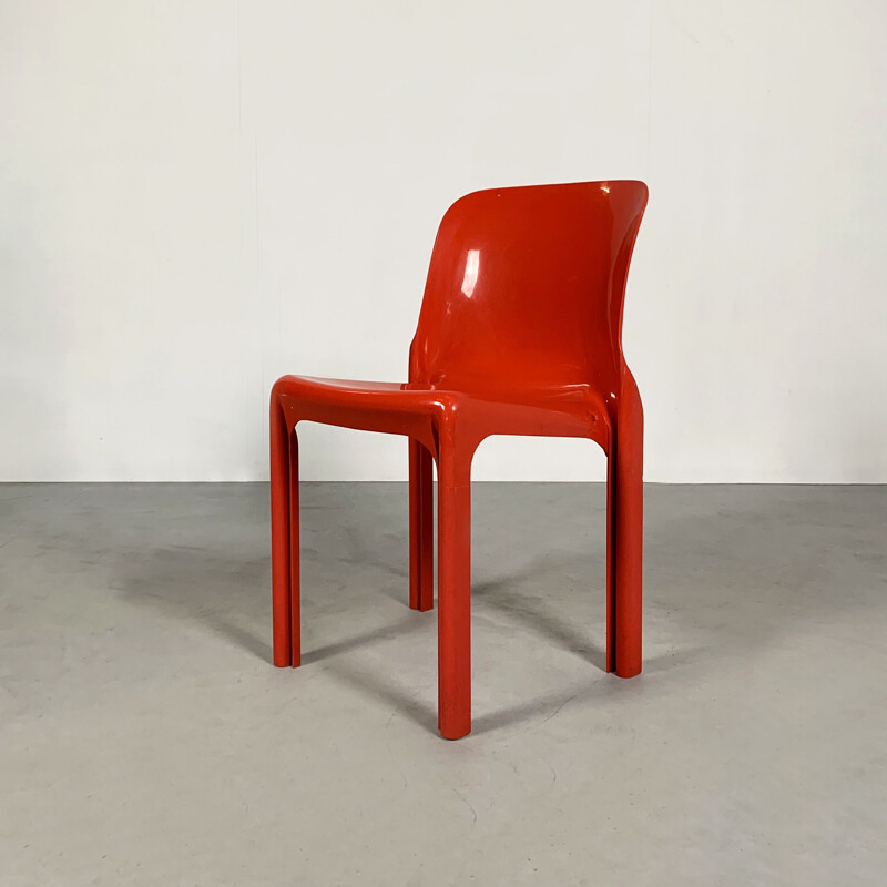 Vintage Red Selene Chair by Vico Magistretti for Artemide, 1970s