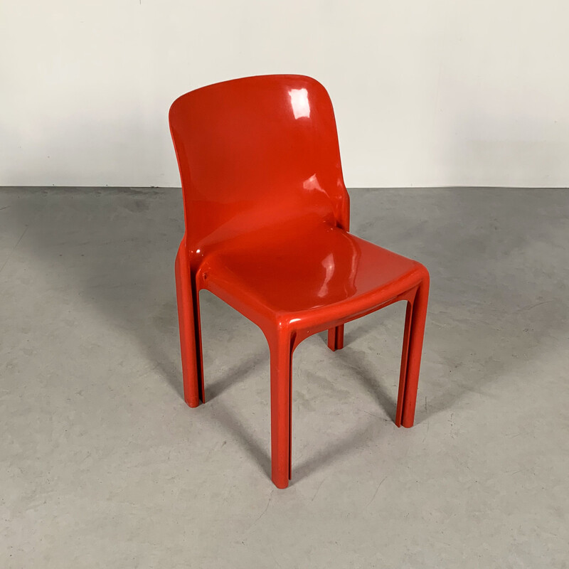Vintage Red Selene Chair by Vico Magistretti for Artemide, 1970s