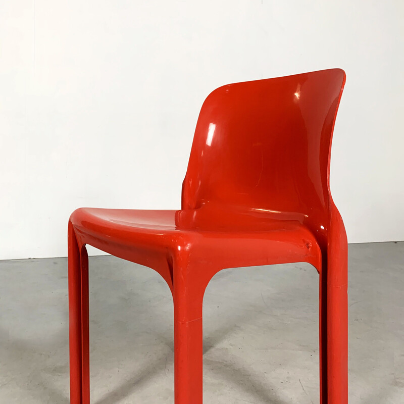 Chaise Vintage Red Selene par Vico Magistretti pour Artemide 1970