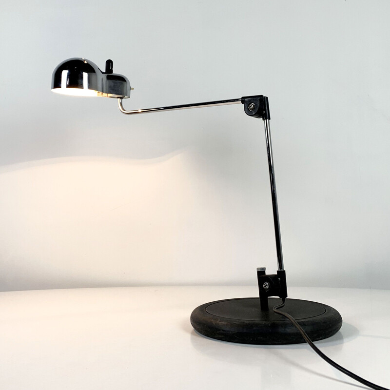 Vintage Chromed Topo Desk Lamp by Joe Colombo for Stilnovo, 1970s