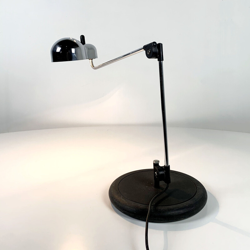 Vintage Chromed Topo Desk Lamp by Joe Colombo for Stilnovo, 1970s