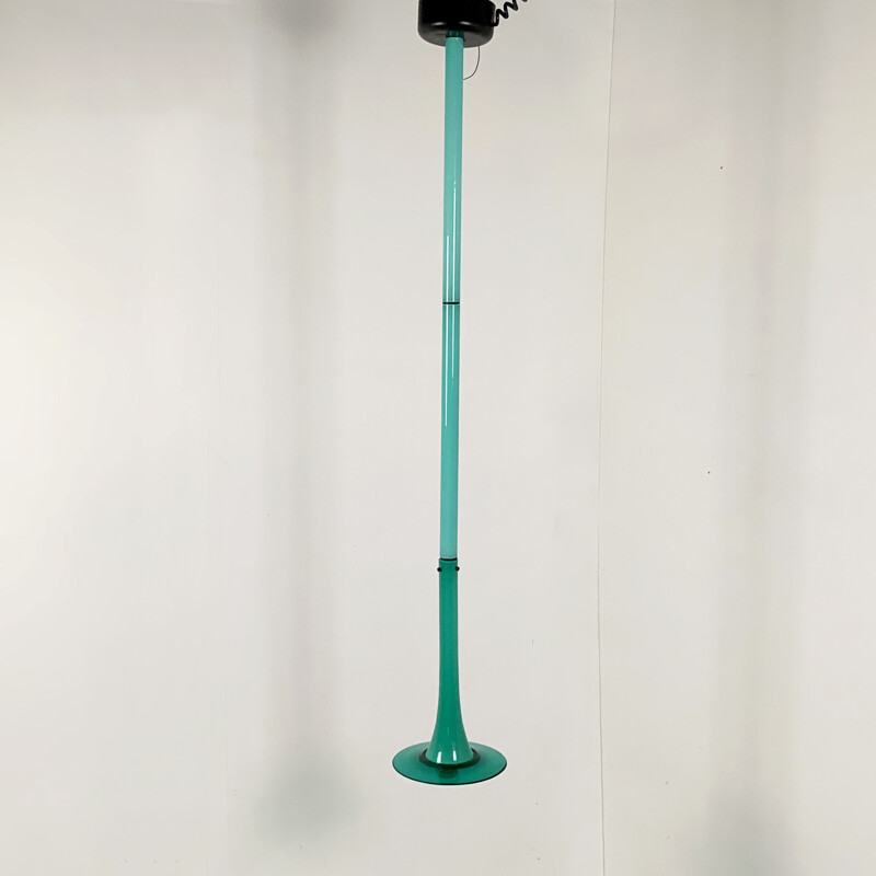 Suspension lumineux vintage en turquoise de Venini 1990