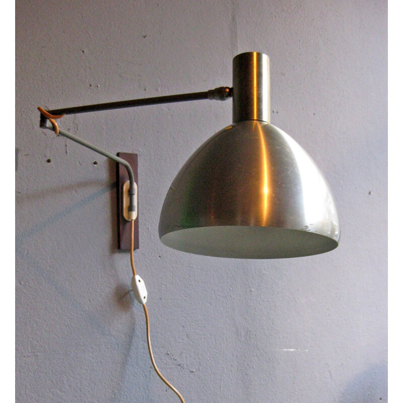 Vintage wall lamp in wood and metal, 1960s