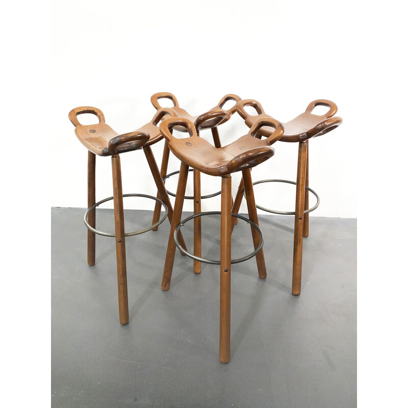 4 vintage Marbella Barhocker stool, Spain, 1970