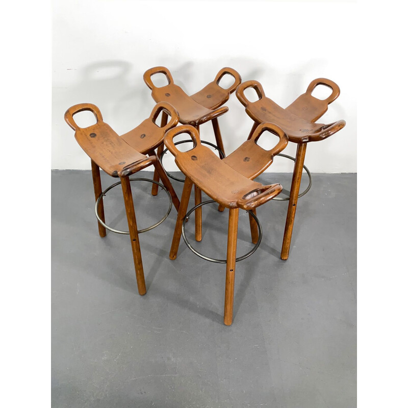 4 vintage Marbella Barhocker stool, Spain, 1970