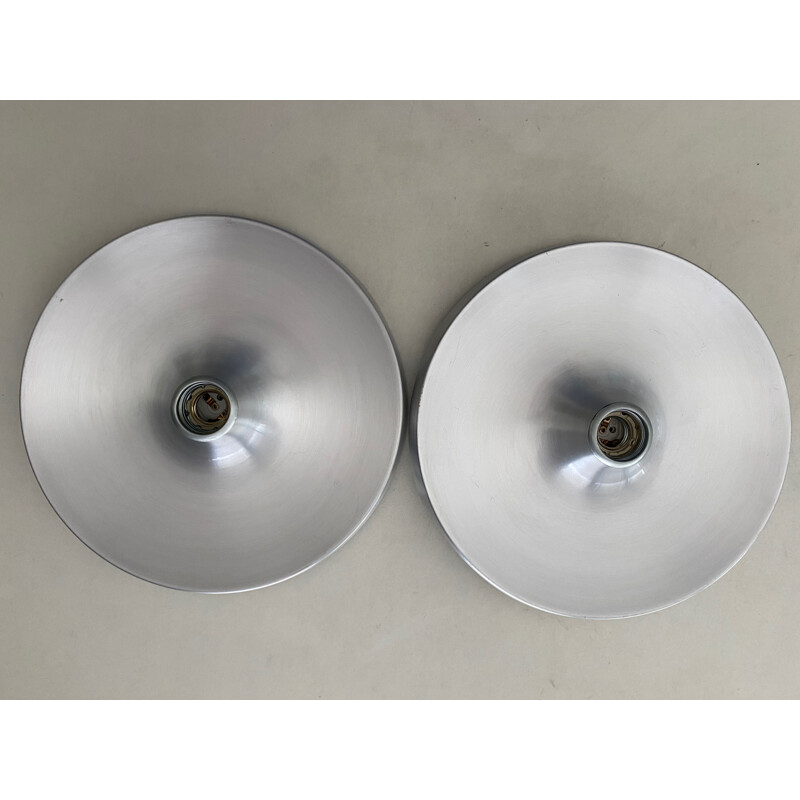 Pair of vintage sconces in brushed aluminium for Charlotte Perriand 1960
