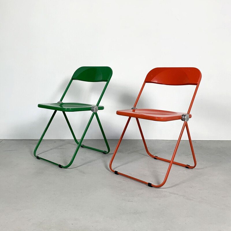 Pair of vintage Plia folding chairs by Giancarlo Piretti for Castelli, 1960s