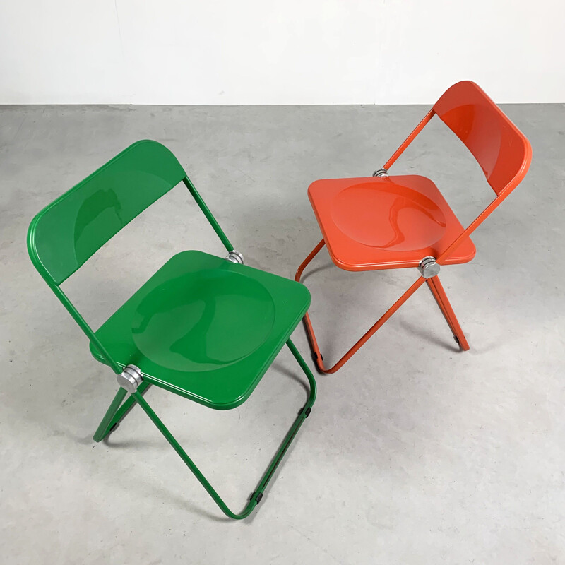 Pair of vintage Plia folding chairs by Giancarlo Piretti for Castelli, 1960s