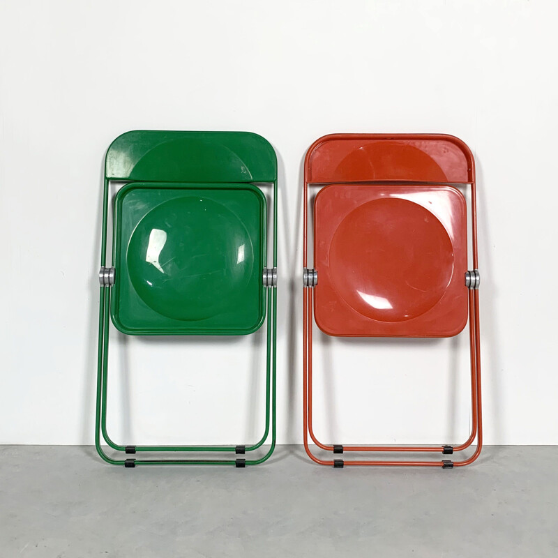 Pair of vintage Plia folding chairs by Giancarlo Piretti for Castelli, 1960s