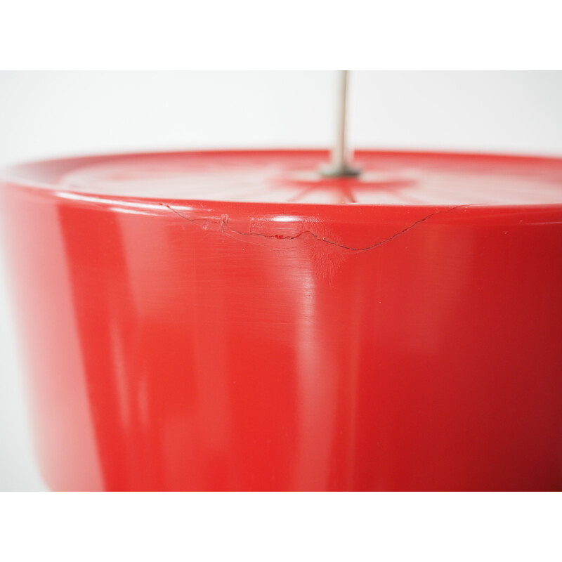 Vintage red plastic table lamp, 1970