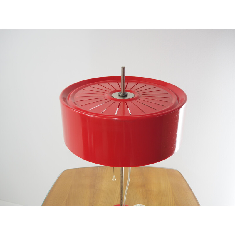 Candeeiro de mesa de plástico vermelho Vintage, 1970