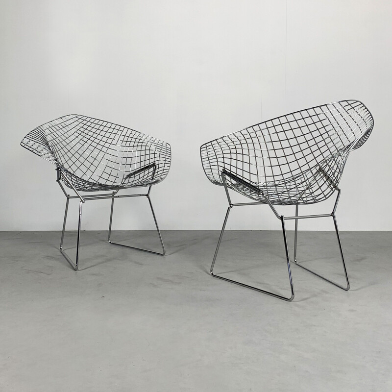 Vintage Chromed Diamond Chairs by Harry Bertoia for Knoll, 1950s