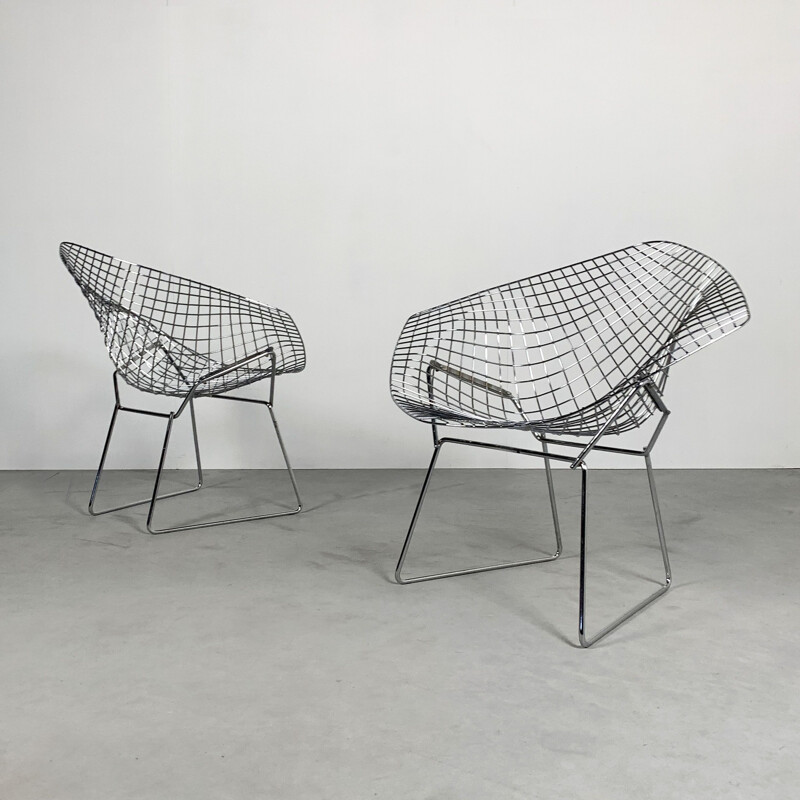 Vintage Chromed Diamond Chairs by Harry Bertoia for Knoll, 1950s