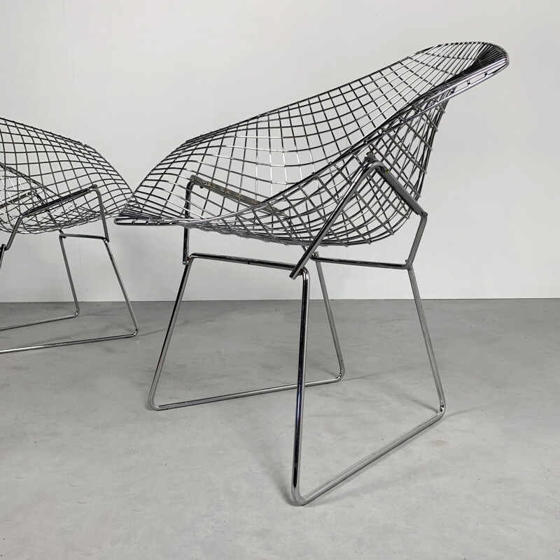 Vintage Chromed Diamond Chairs by Harry Bertoia for Knoll, 1950s