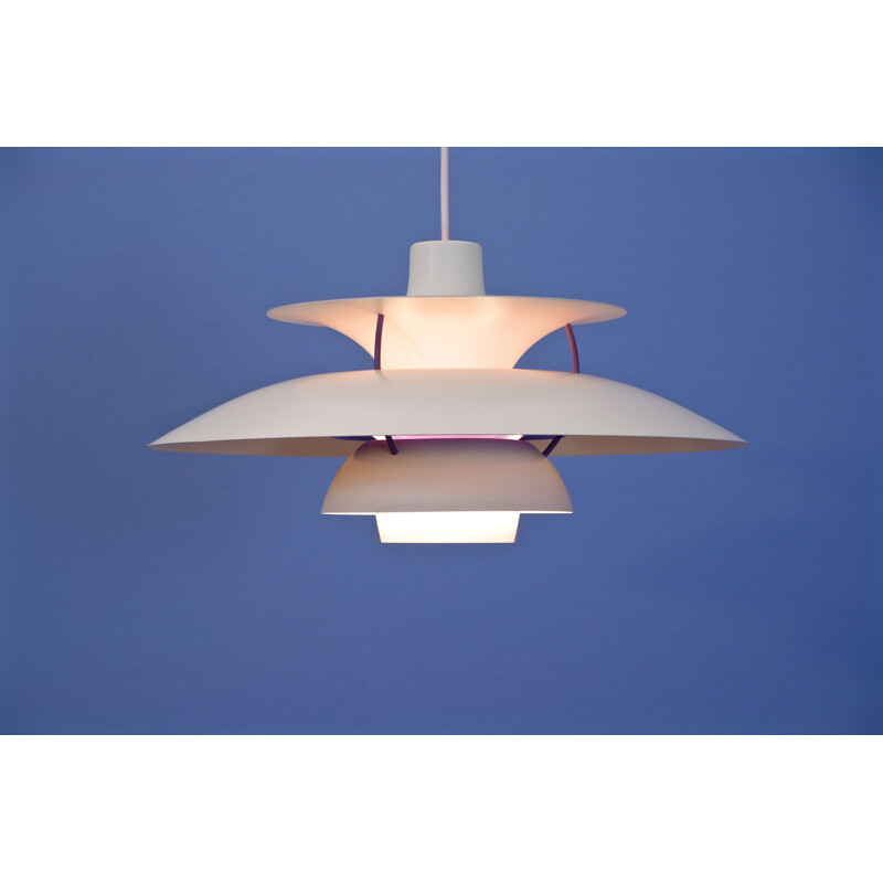 Vintage PH5 pendant in white by Poul Henningsen for Louis Poulsen, Danish 1970s