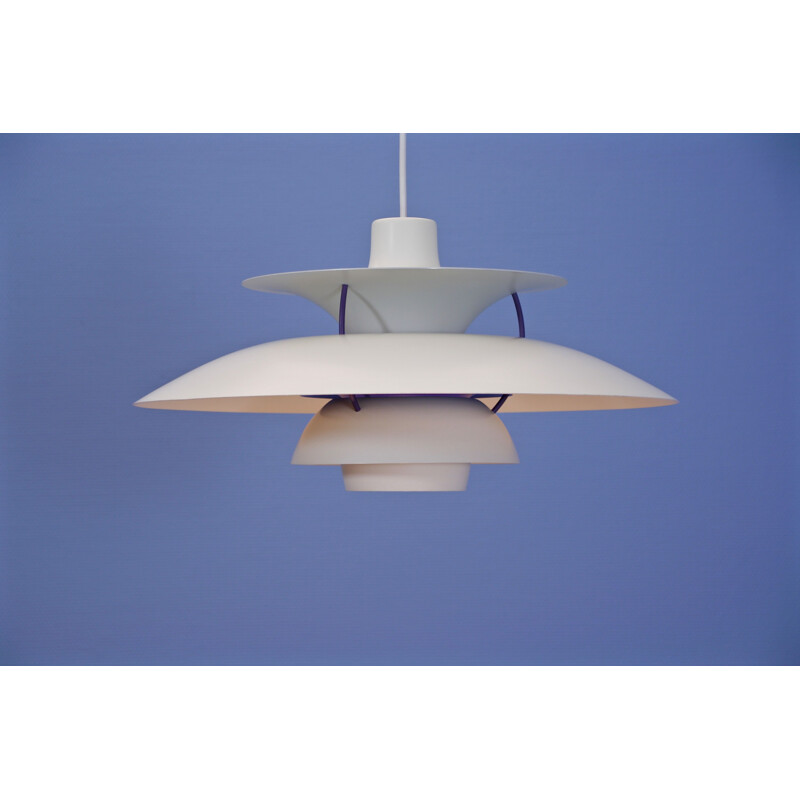 Vintage PH5 pendant in white by Poul Henningsen for Louis Poulsen, Danish 1970s