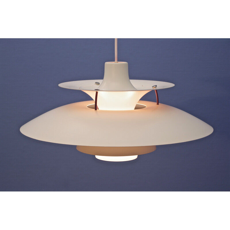 Vintage PH5 pendant in white by Poul Henningsen for Louis Poulsen, Danish 1970s