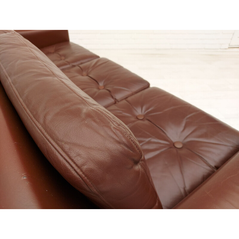 Vintage 3-seater sofa leather Danish 1970s