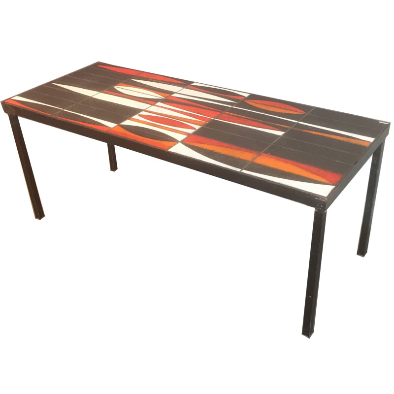 Table basse navette en céramique, Roger CAPRON - 1950