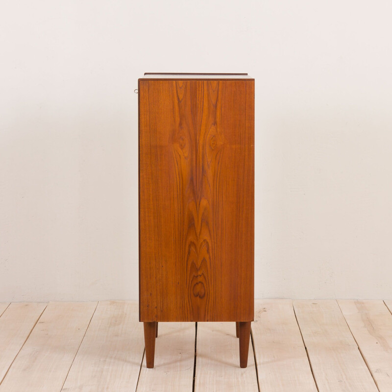 Vintage teak chest of drawers with triangular handles Danish 1960s