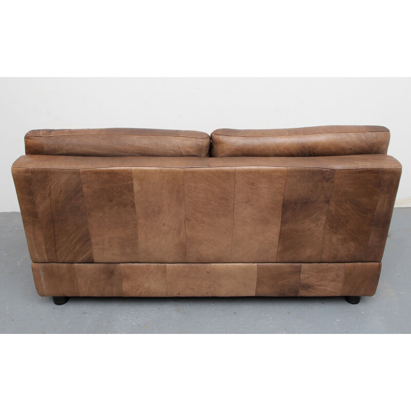 Vintage patchwork buffalo leather sofa 1970s