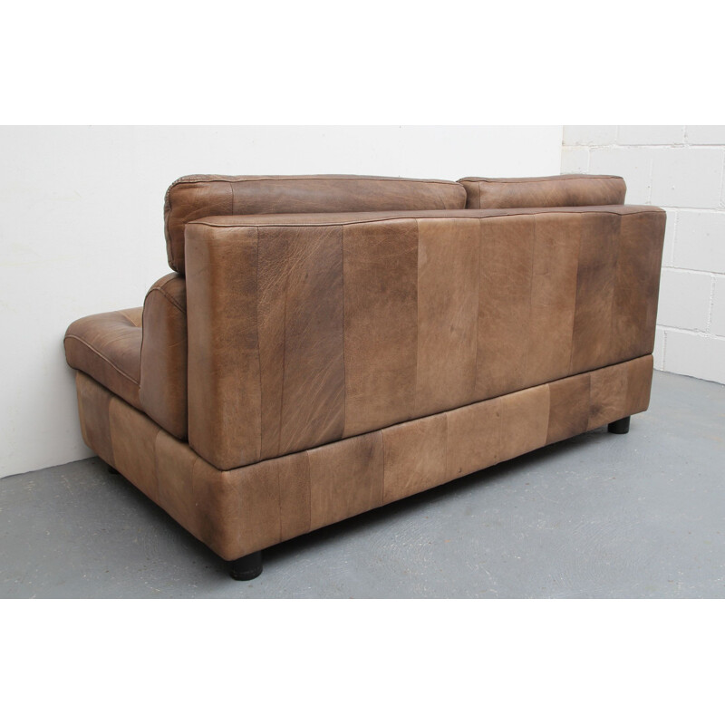 Vintage patchwork buffalo leather sofa 1970s