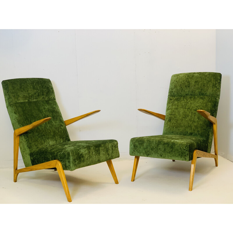 Pair of Vintage Green Armchairs