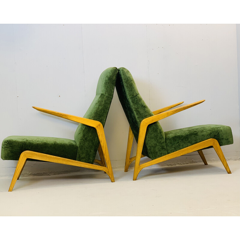 Pair of Vintage Green Armchairs