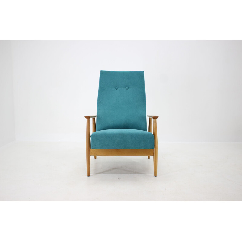 Vintage Highback Chair Reclining Beech Danish 1960s