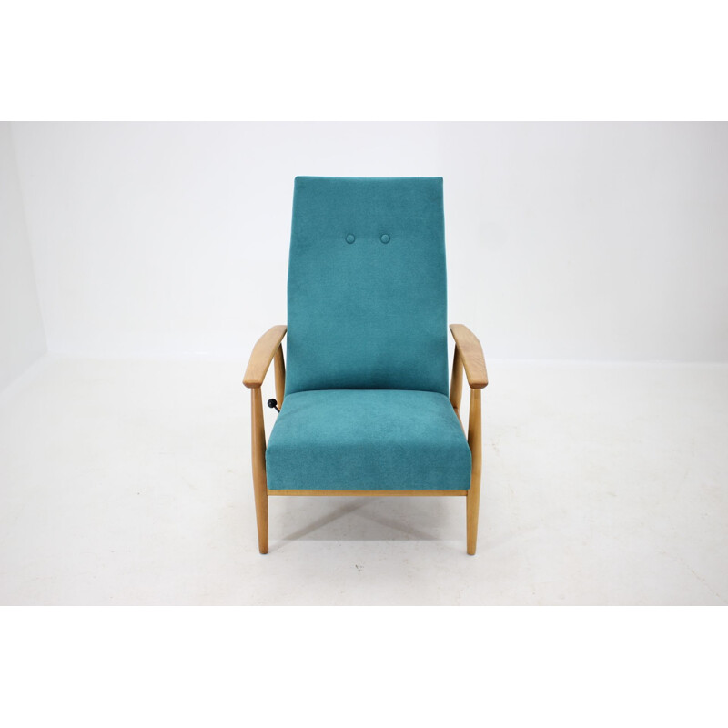 Fauteuil vintage à dossier haut inclinable en hêtre danois 1960