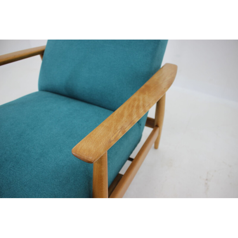 Vintage Highback Chair Reclining Beech Danish 1960s