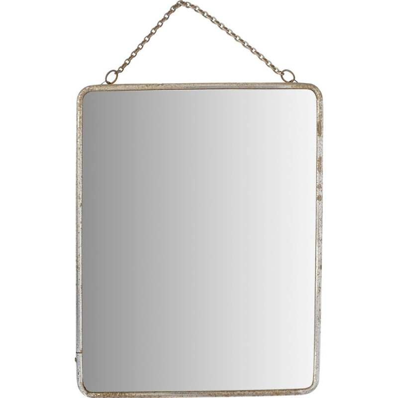 Vintage barber mirror to hang blue