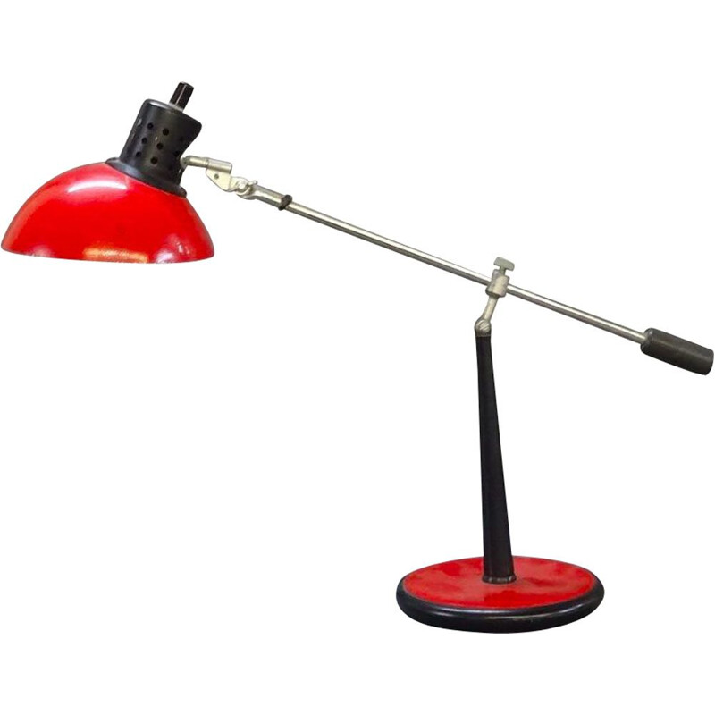 Vintage stalen en metalen verstelbare bureaulamp, 1960