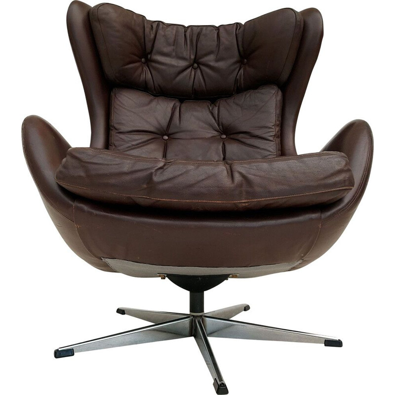 Fauteuil vintage en cuir par H.W.Klein Danois 1970