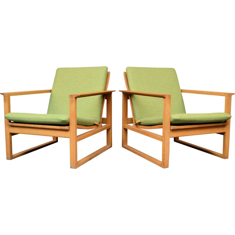 Paire de fauteuils vintage lounge en chêne modèle 2256 de Børge Mogensen, 1950