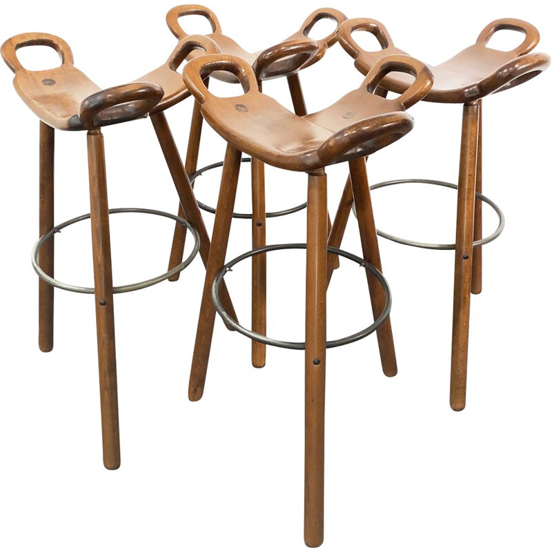 4 vintage Marbella Barhocker stool, Spain, 1970