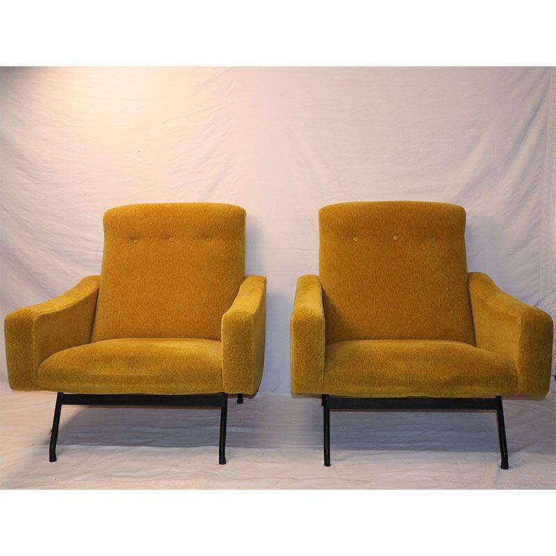 Pair of vintage armchairs by Joseph André Motte from Steiner 1950