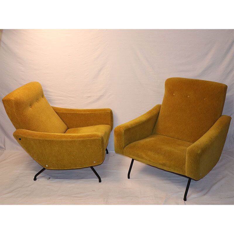 Pair of vintage armchairs by Joseph André Motte from Steiner 1950